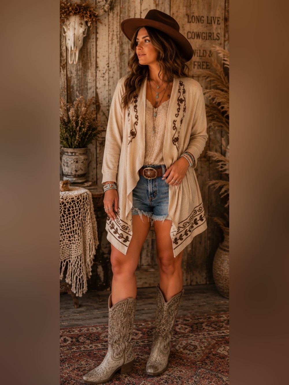 New‼️ Young Threads 🐴 Embroidered Boho Draped Cardigan NWT M Western Festival - Picture 2 of 12
